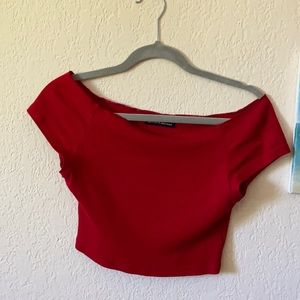 Off the shoulder red Brandy Melville top